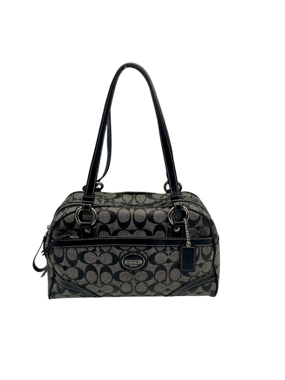 Coach Peyton Gray Coated Canvas Signature Shoulder Bag -F18919